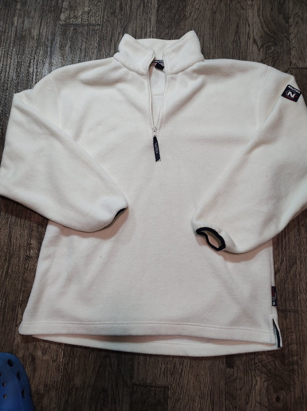 Nautica Competition Men's Cream Half-Zip Fleece Pullover Size XL Made USA